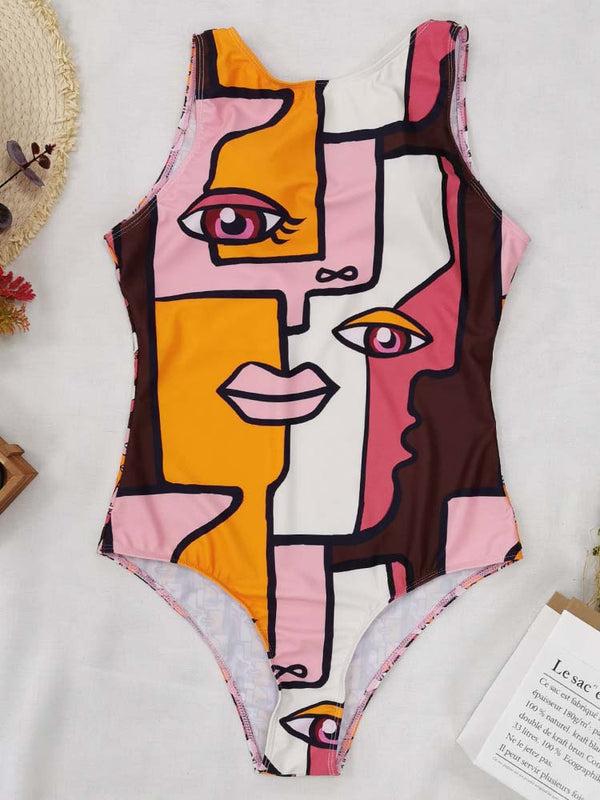 Abstract One Piece Swimsuit