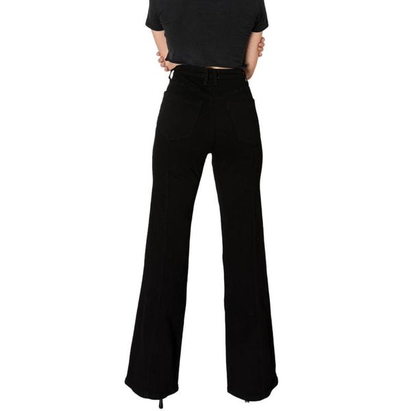 Women High Rise Relaxed Flare with Front Cargo Pockets BYF1097 Black