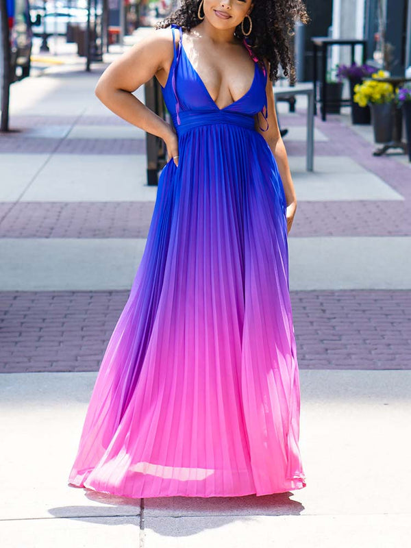 Women's Ombre Pleated Dress