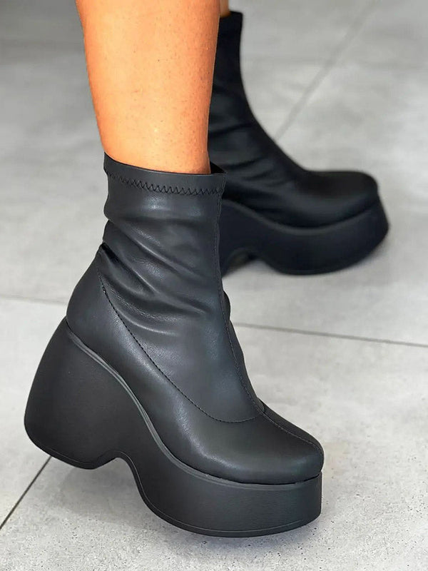 Wedge Heel Platform Boots