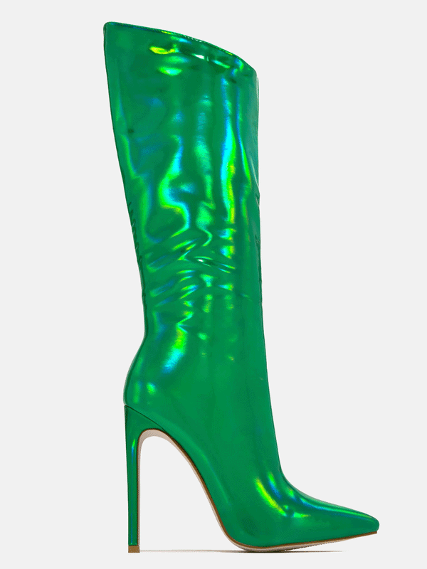 Leather Stiletto Heeled Shiny Boots