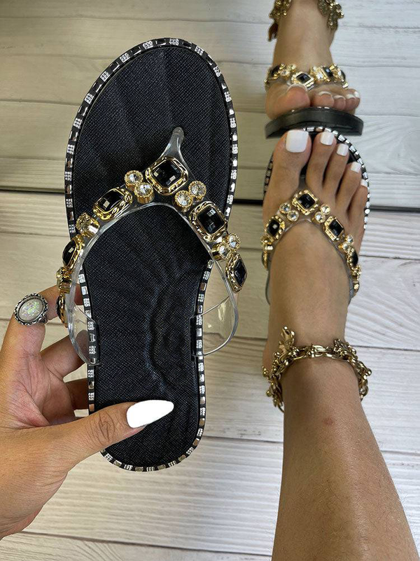 Rhinestone Decor Flip Flops