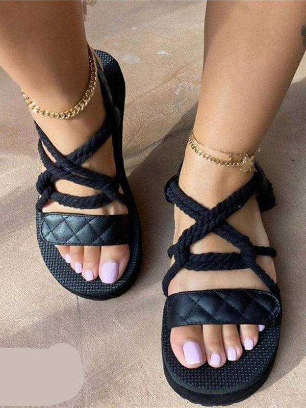 Braided Criss Cross Flats Sandals