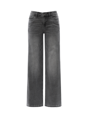 SHAPUM Women's Mid Rise Relaxed Fit Wide Leg Stretch Cuffed Jeans Women's Basic Comfortable Jeans