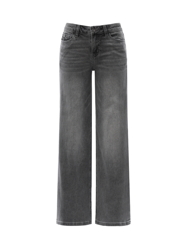 SHAPUM Women's Mid Rise Relaxed Fit Wide Leg Stretch Cuffed Jeans Women's Basic Comfortable Jeans