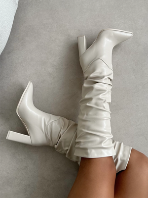 Ruched Chunky Heel Boots