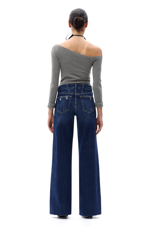 ONESO Women Coastal-Inspired Mid Rise Wide Leg Jeans