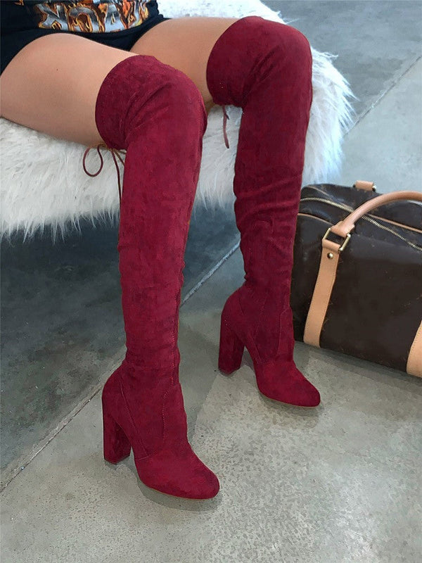 Suede Tie Back Boots