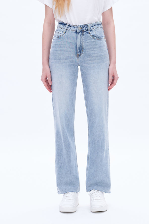 Women High Rise Stretch Wide Leg Jeans BYW8066