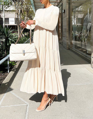 Long Sleeve Loose Patchwork Long Dress