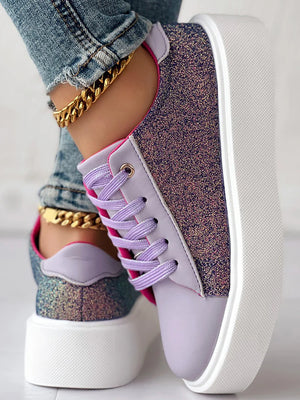 Glitter Lace-up Platform Sneakers