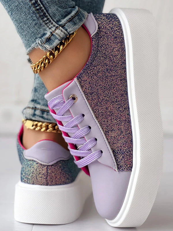 Glitter Lace-up Platform Sneakers