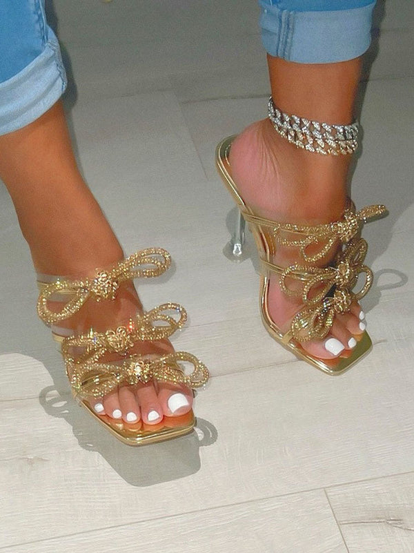 Bow Rhinestone Heels