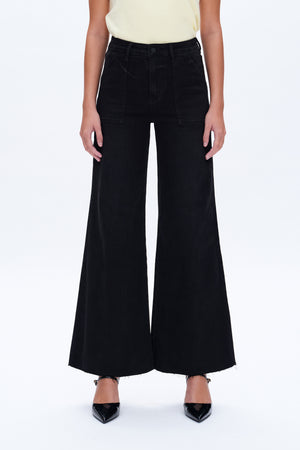 Utility Patch Pocket High Rise Wide Leg Jeans