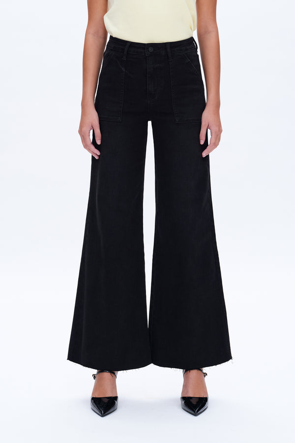 ONESO Utility Patch Pocket High Rise Wide Leg Jeans