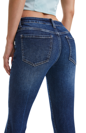 Mid Rise Flare Jeans with Distressed Frayed Hem