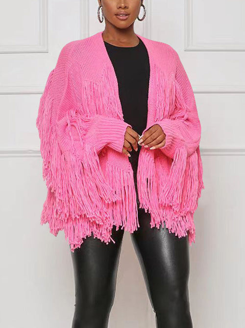 Fringe Knit Sweater Cardigan