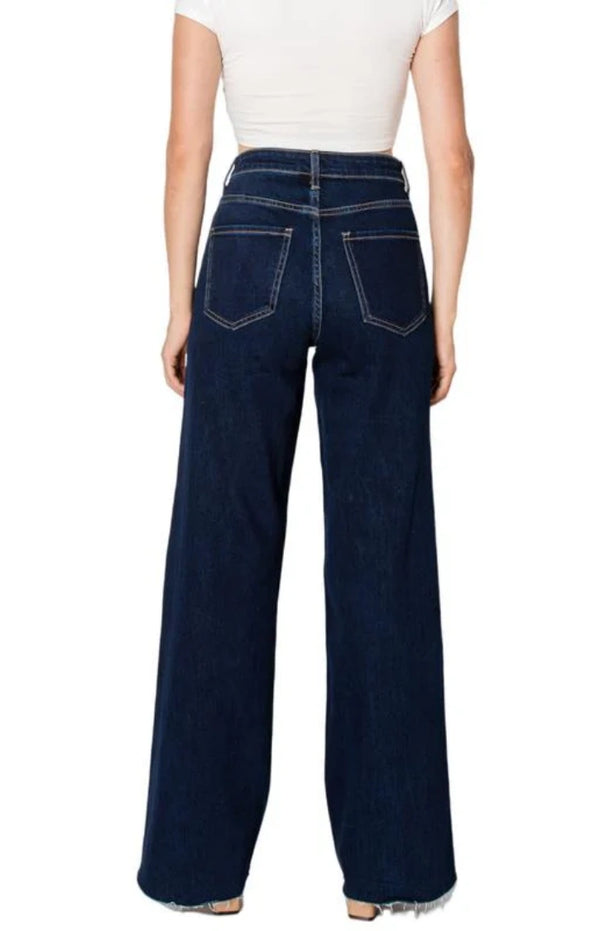 High Rise Wide Leg Jeans Deep Wash Plus Size