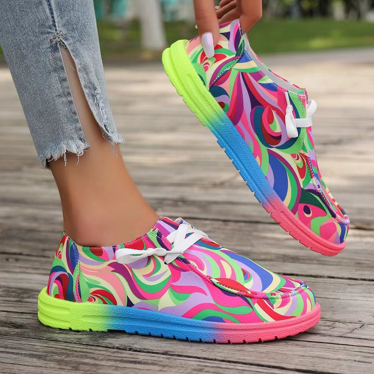 Colourful Canvas Flat Single Shoes