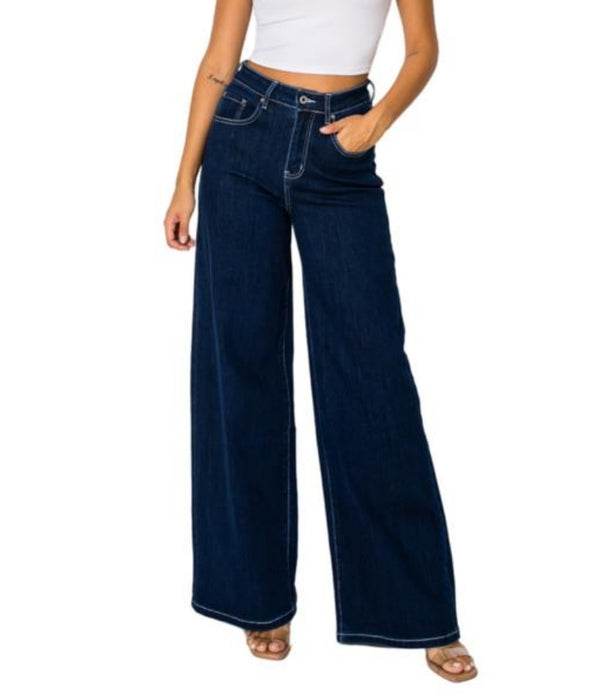 Women High Rise Stretch Wide Leg Baggy Y2K 90s Style Jeans SH25F014