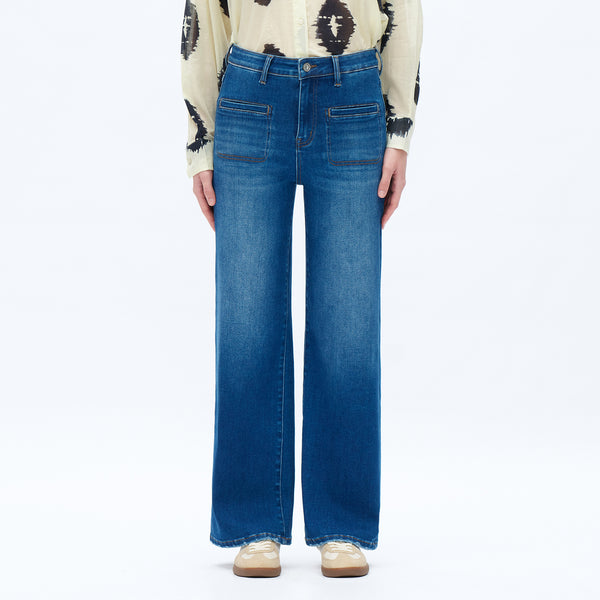 ONESO Women High Waist Wide Leg Jeans Retro Vintage Style Fit Comfortable Everyday Jeans