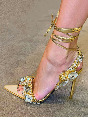 Women's Rhinestones Pointed Toe Sandals