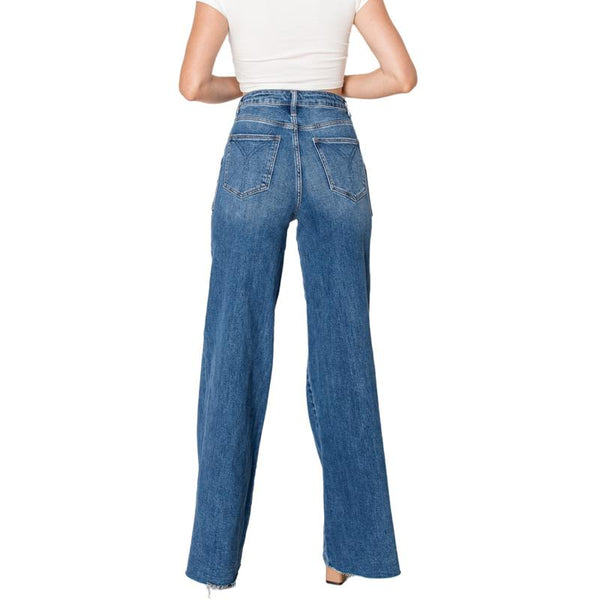 Utility Patch Pocket High Rise Wide Leg Jeans BYW8103