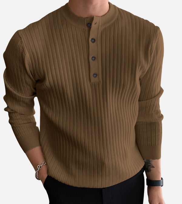 Striped Round Neck Collar Shirt