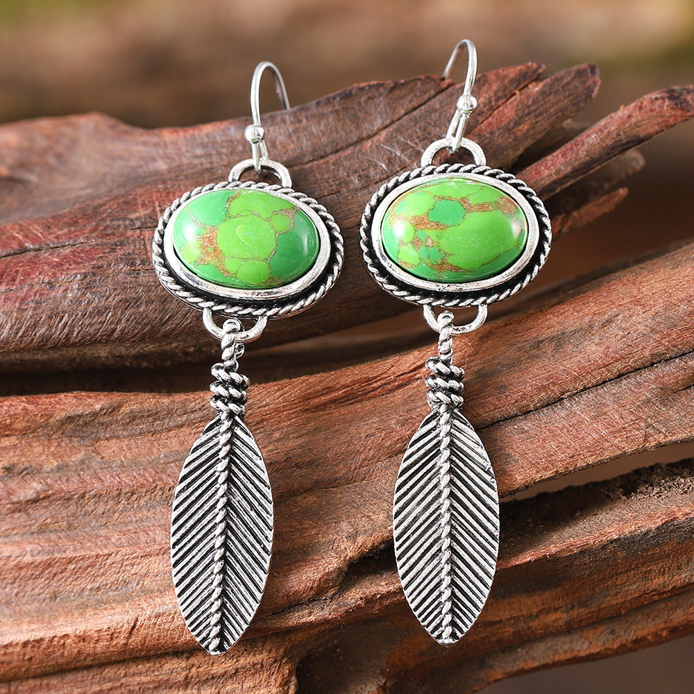 Vintage turquoise leaf earrings