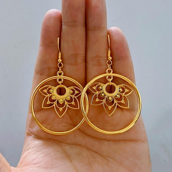 Silver Half Mandala Earrings