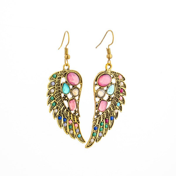 Vintage Green Zirconia Wings Earrings