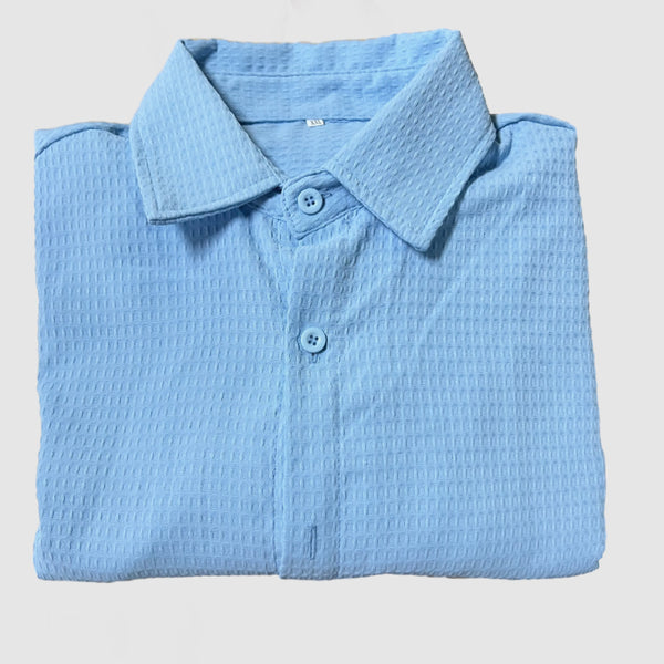 Men's Casual Waffle Textured Shirt