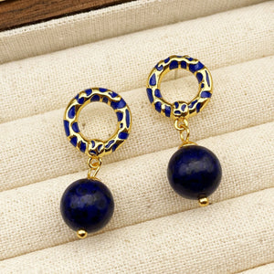 Vintage Blue Gold Stone Earrings