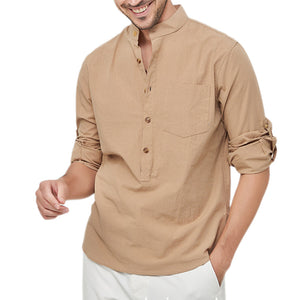 Men's Cotton Henley Vacation Shirt