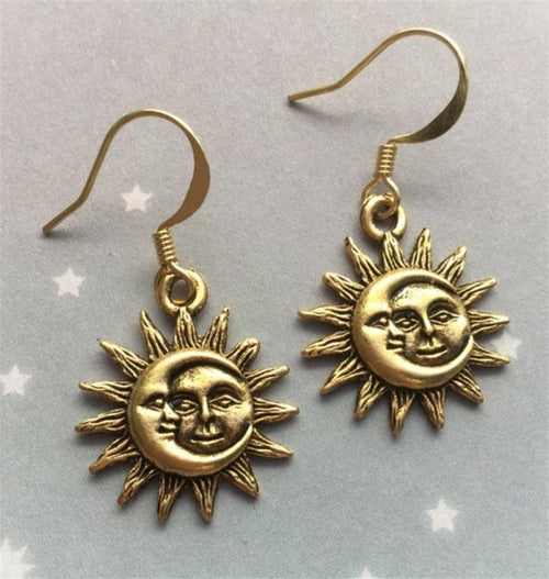 Retro Sun And Moon Earrings