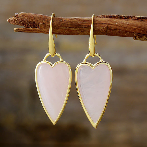 Natural Stone Heart Earrings