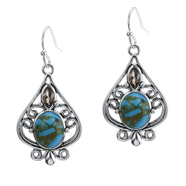 Retro Water Drop Turquoise Earrings