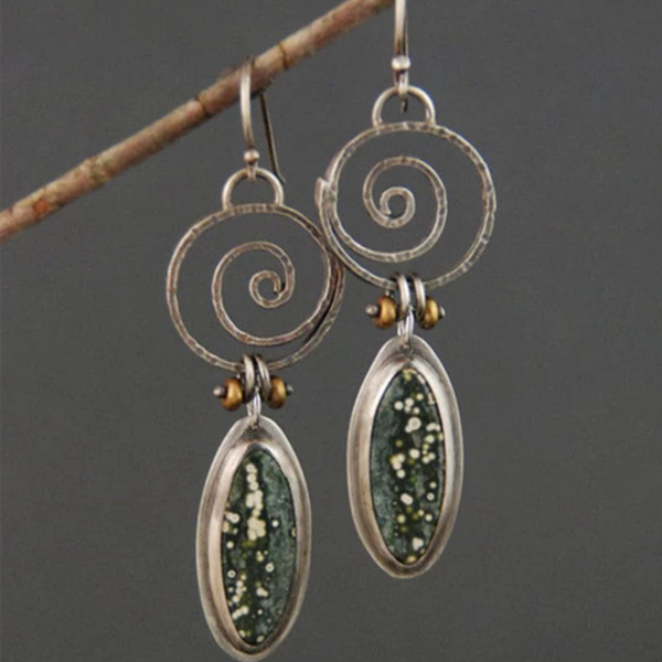 Vintage Green Stone Earrings