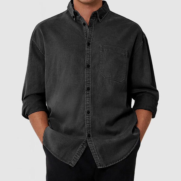 Men's Casual Premium Washed Cotton Pocket Shirt