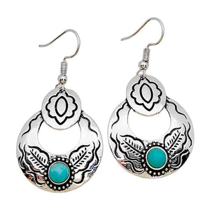 Floral Hollow Geometric Leaf Earrings