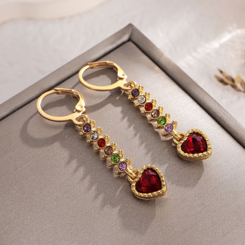 Heart Shaped Ruby Earrings