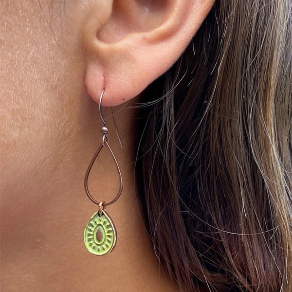 Simple Green Pendant Earrings