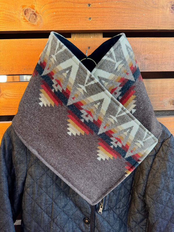 Women's Western Brown Aztec Warm Neck Hood