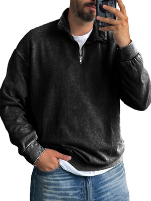 Men's Basic Zip Stand Up Sweatshirt