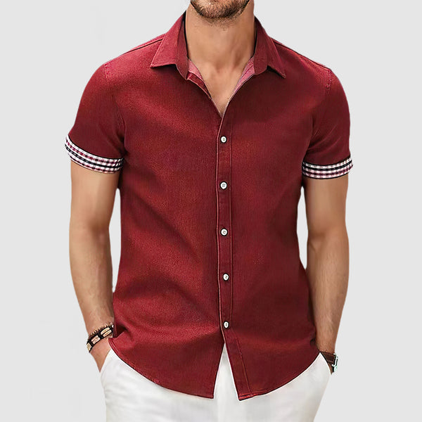 Men's Casual Plaid Patchwork Cotton Shirt