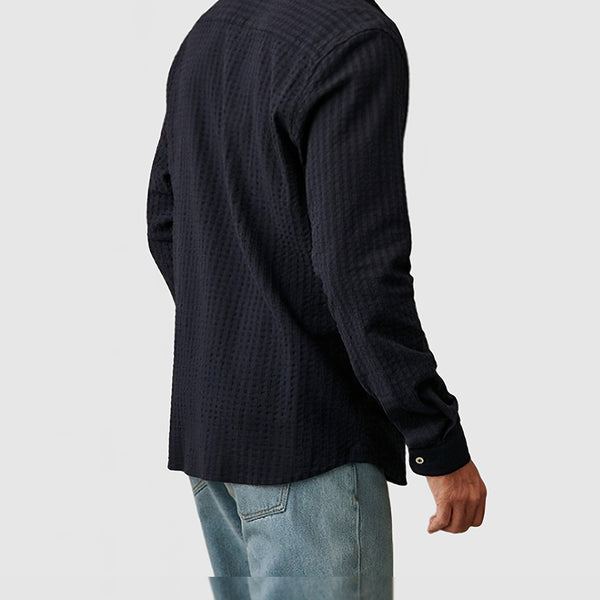 Men's Casual Basic Textured Cotton Shirt