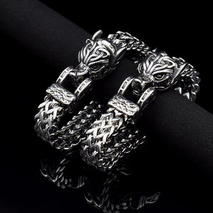 Punk Stainless Steel Wolf Head Bracelets