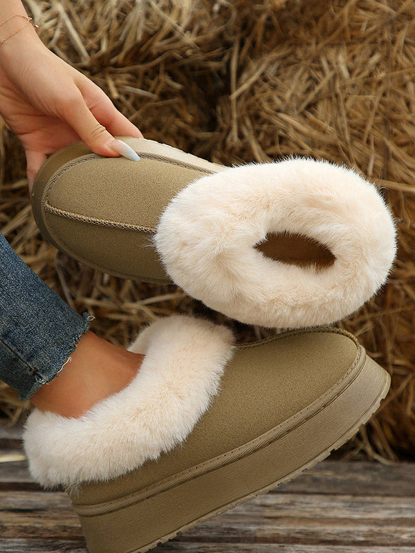 Furry Suede Platform Boots