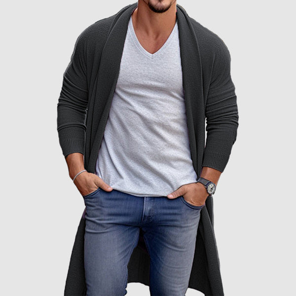 Men's knitted long cardigan