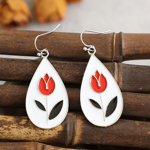 Red Flower  Earrings